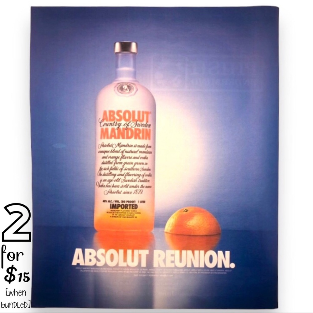 🟢[Absolut Vodka] ABSOLUT REUNION Original 2001 Vintage Magazine Advertisement